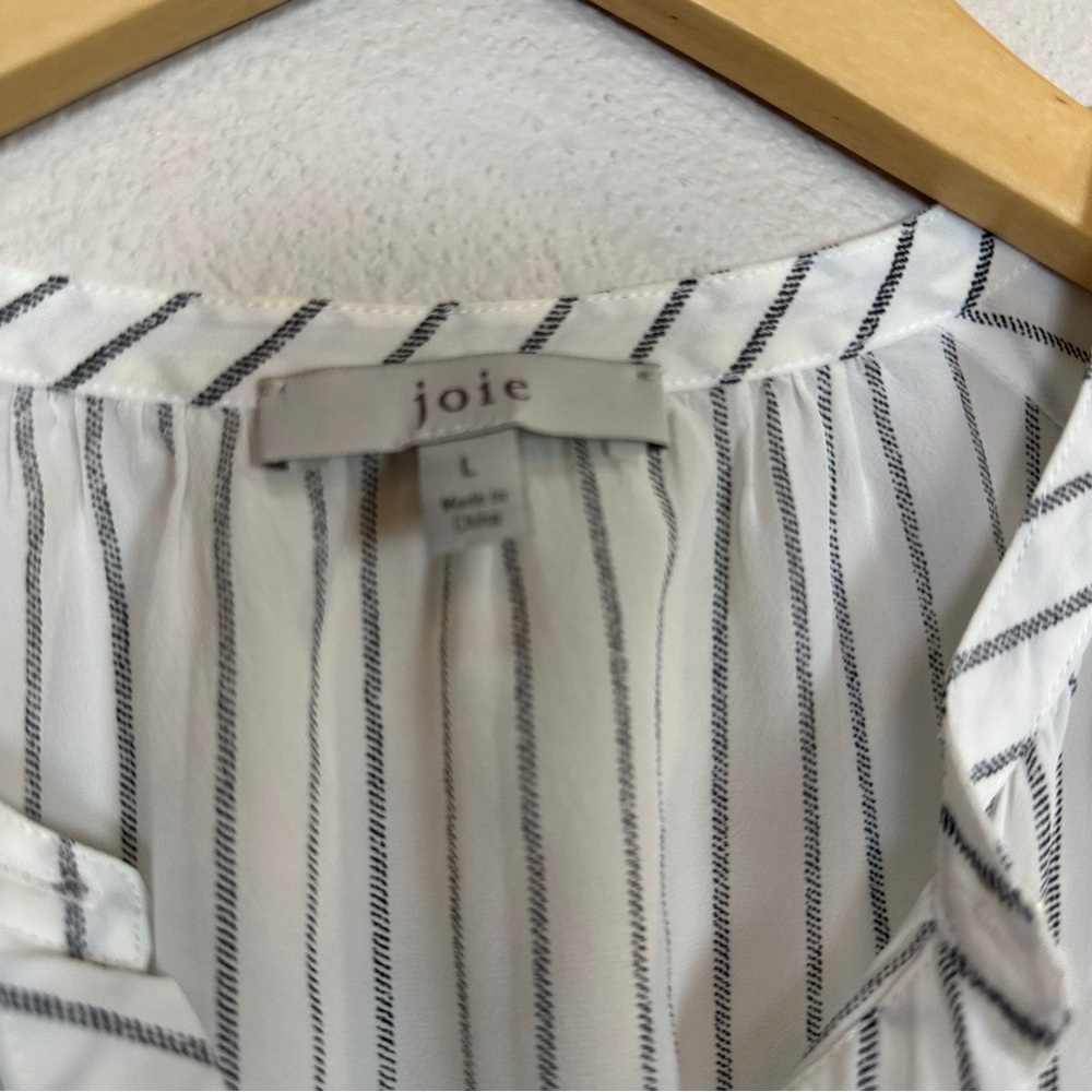 Joie Small Striped‎ Cap Sleeve Top Blouse White Shirt lV Neck Women's Large NWOT - Picture 4 of 5